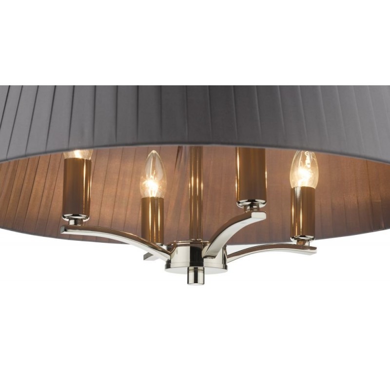 Ceiling Lights - Cristin - Grey Ribbon Shade & Nickel 4 Light Pendant Dar-CRI0439 - Cristin - Grey Ribbon Shade & Nickel 4 Light Pendant