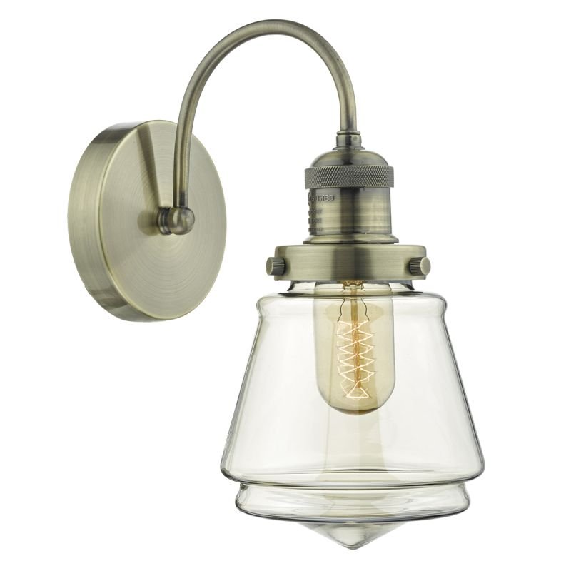 Dar-CUR0775 - Curtis - Champagne Glass with Antique Brass Wall Lamp