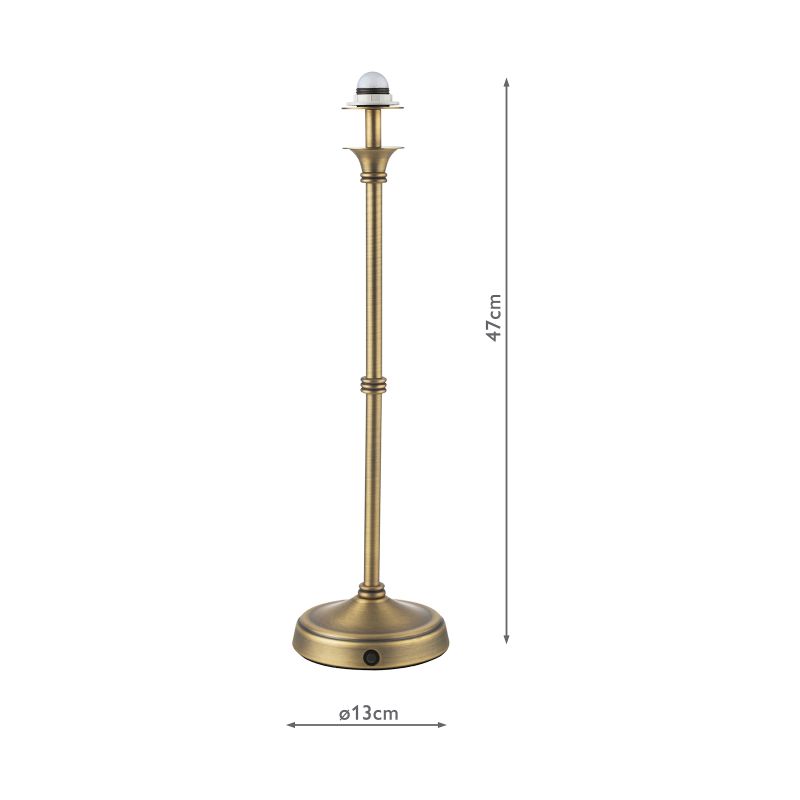 Dar-DAH4275 - Dahl - Base Only - Rechargeable Matt Antique Brass Table Lamp