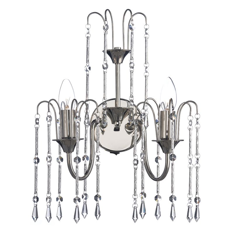 Crystal & Acrylic - Daniella - Polished Nickel & Chrome Rods 2 Light Wall Lamp Dar-DAN0938 - Daniella - Polished Nickel & Chrome Rods 2 Light Wall Lamp
