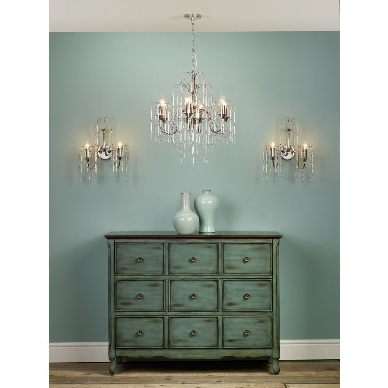Crystal & Acrylic - Daniella - Polished Nickel & Chrome Rods 2 Light Wall Lamp Dar-DAN0938 - Daniella - Polished Nickel & Chrome Rods 2 Light Wall Lamp