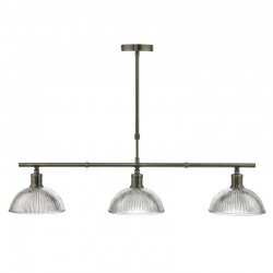 Dara - Antique Brass 3 Light over Island Fitting with Prismatic Glass  Dara - Antique Brass 3 Light over Island Fitting with Prismatic Glass