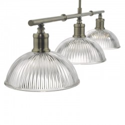 Dara - Antique Brass 3 Light over Island Fitting with Prismatic Glass 