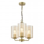 Daylin - Satin Gold 3 Light Centre Fitting with Ribbed Amber Glass