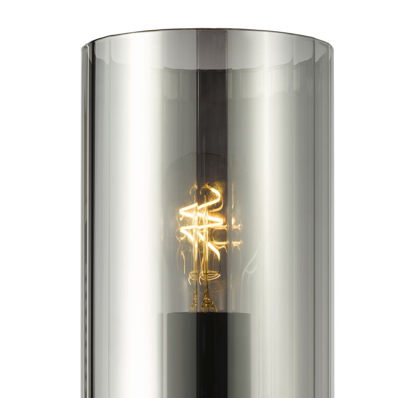 Dar_Vol3-DAY0722 - Daylin - Satin Black Wall Lamp with Ribbed Smoked Glass