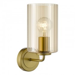 Daylin - Satin Gold Wall Lamp with Ribbed Amber Glass