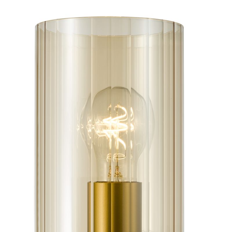 Dar_Vol3-DAY0735 - Daylin - Satin Gold Wall Lamp with Ribbed Amber Glass