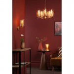 Daylin - Satin Gold Wall Lamp with Ribbed Amber Glass