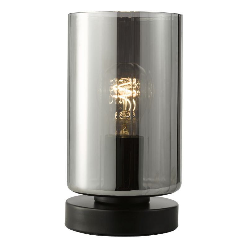 Dar_Vol3-DAY4222 - Daylin - Satin Black Table Lamp with Ribbed Smoked Glass
