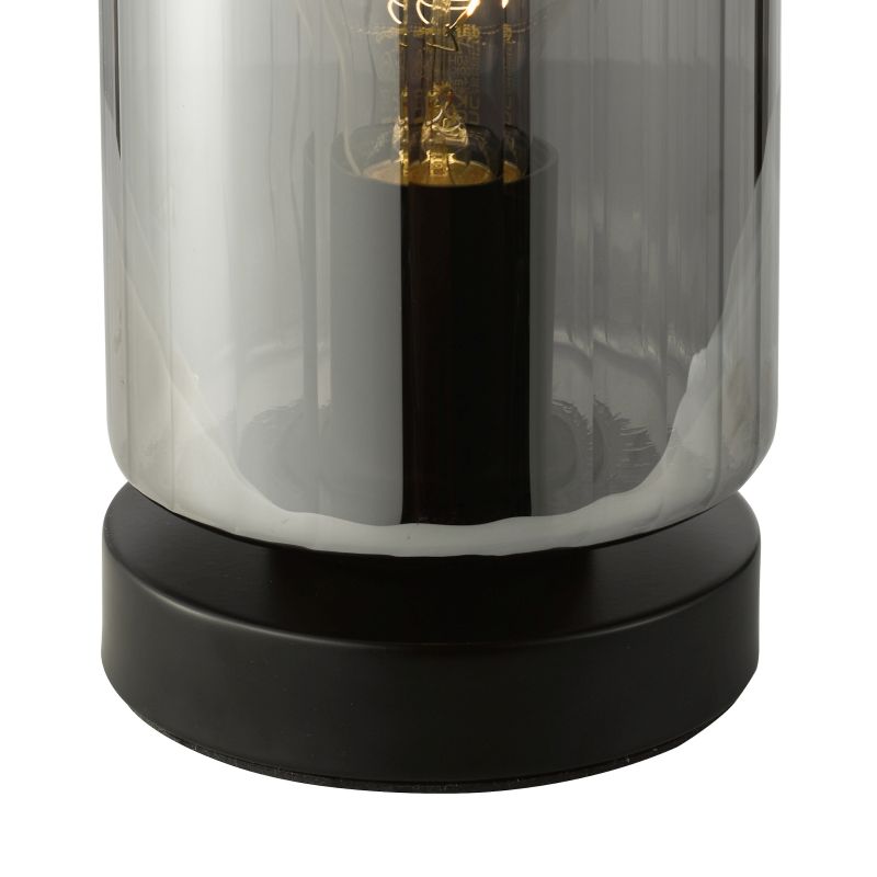 Dar_Vol3-DAY4222 - Daylin - Satin Black Table Lamp with Ribbed Smoked Glass