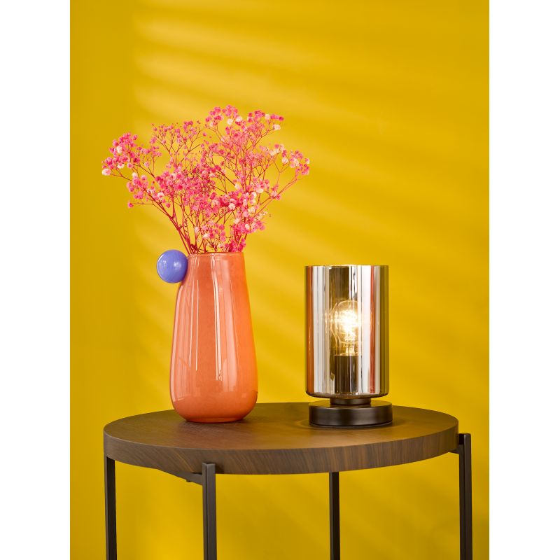 Dar_Vol3-DAY4222 - Daylin - Satin Black Table Lamp with Ribbed Smoked Glass