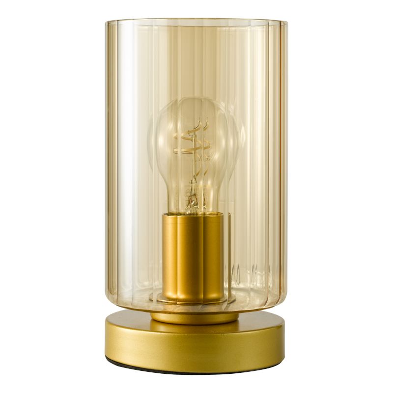 Dar_Vol3-DAY4235 - Daylin - Satin Gold Table Lamp with Ribbed Amber Glass