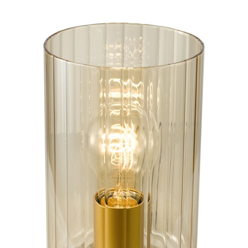 Dar_Vol3-DAY4235 - Daylin - Satin Gold Table Lamp with Ribbed Amber Glass