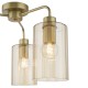 Dar_Vol3-DAY5335 - Daylin - Satin Gold 3 Light Semi Flush with Ribbed Amber Glass