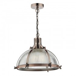 Debut - Antique Copper Pendant with Ribbed Glass Debut - Antique Copper Pendant with Ribbed Glass