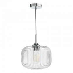 Demarius - Chrome Pendant with Clear Ribbed Glass
