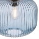 Dar-DEM0123 - Demarius - Matt Black Pendant with Blue Ribbed Glass