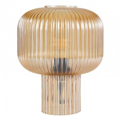 Demarius - Amber Ribbed Glass Table Lamp Demarius - Amber Ribbed Glass Table Lamp