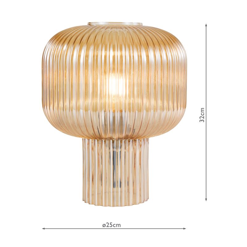 Dar-DEM4206 - Demarius - Amber Ribbed Glass Table Lamp