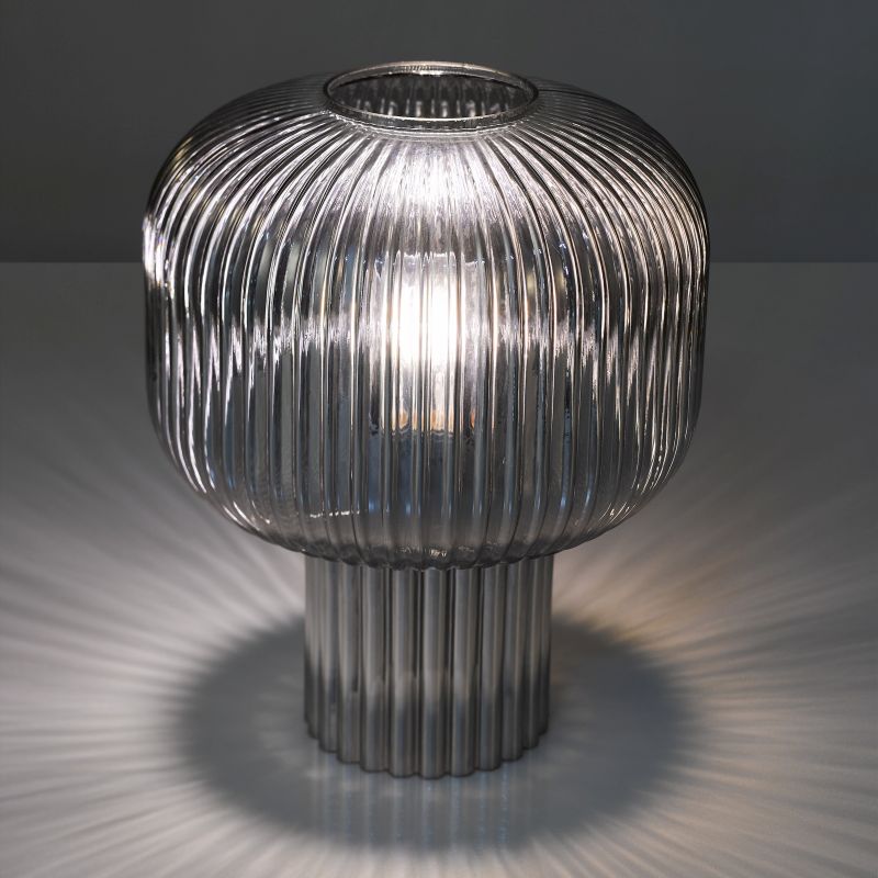 Dar-DEM4210 - Demarius - Smoked Ribbed Glass Table Lamp