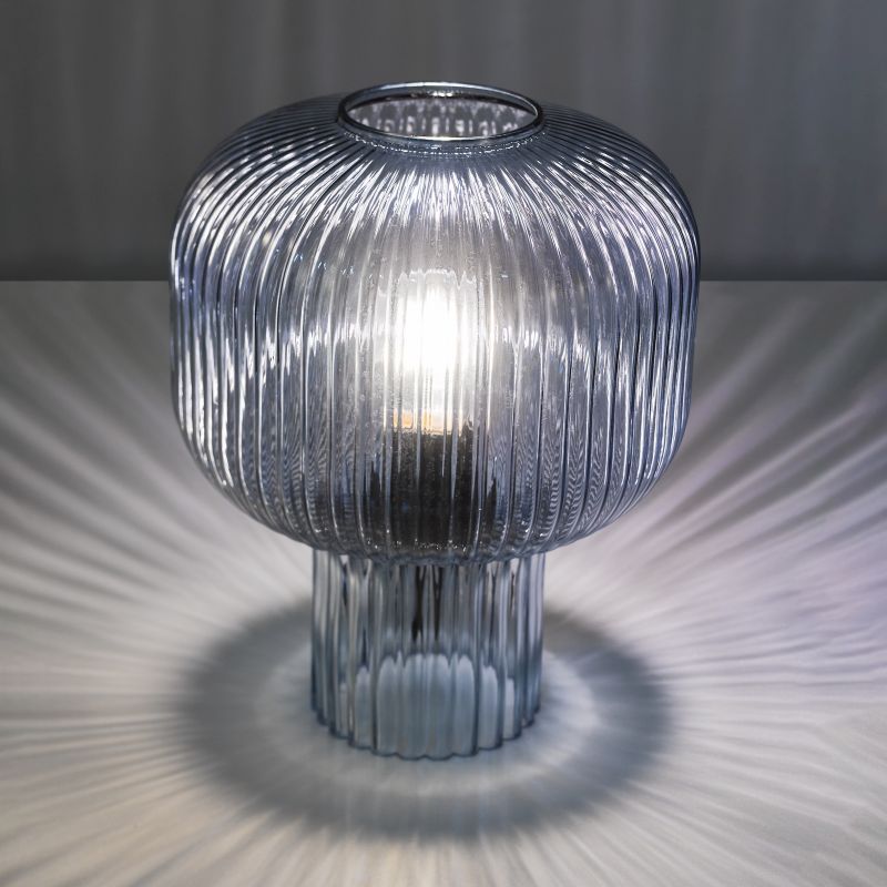 Dar-DEM4223 - Demarius - Blue Ribbed Glass Table Lamp