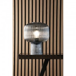 Demarius - Blue Ribbed Glass Table Lamp Demarius - Blue Ribbed Glass Table Lamp