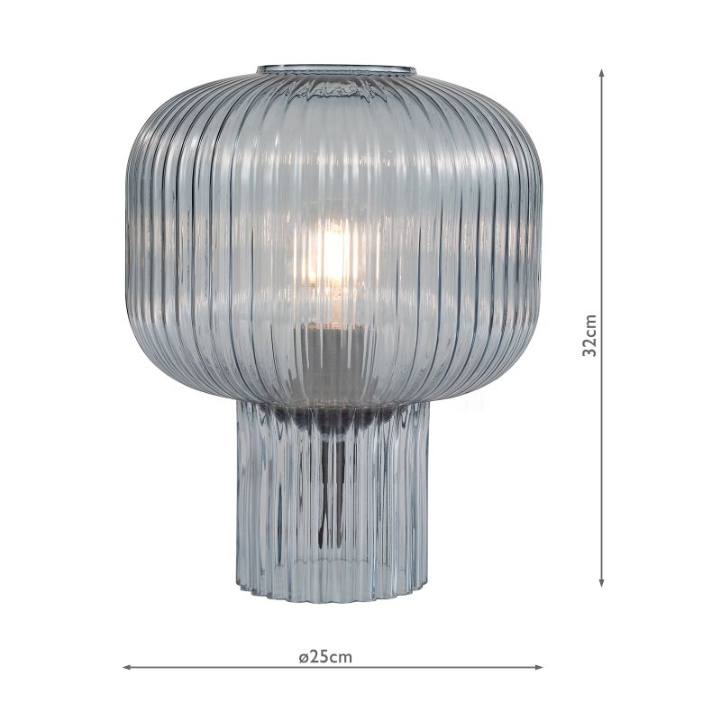 Dar-DEM4223 - Demarius - Blue Ribbed Glass Table Lamp