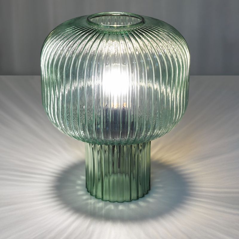 Dar-DEM4224 - Demarius - Green Ribbed Glass Table Lamp