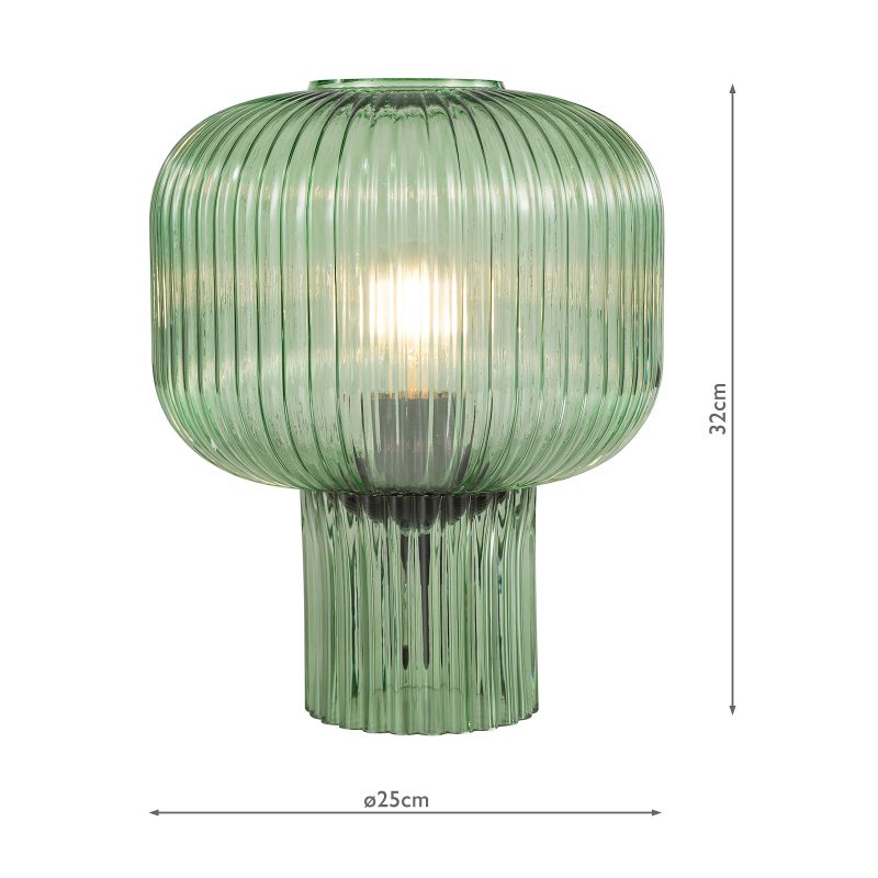 Dar-DEM4224 - Demarius - Green Ribbed Glass Table Lamp