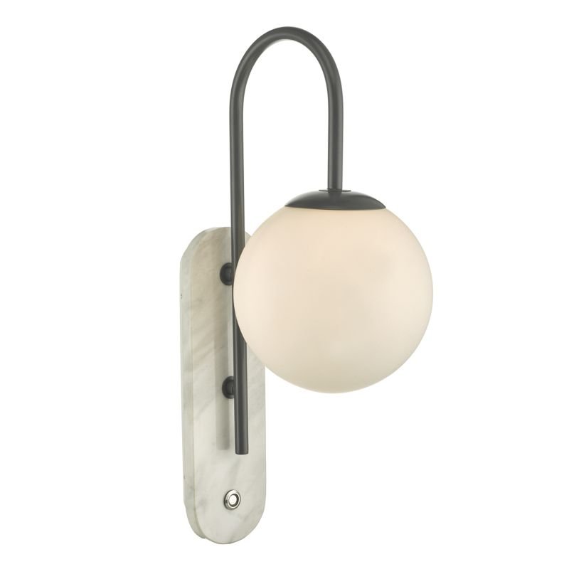 Dar-DEU0739 - Deuce - Bathroom Marble & White Globe Wall Lamp
