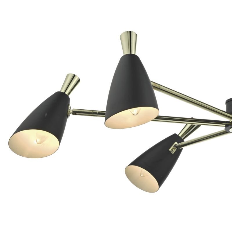 Dar-DIE0654 - Diego - Black Metal with Gold 6 Light Centre Fitting