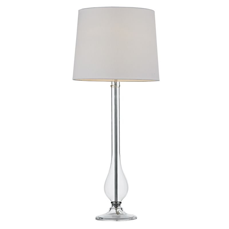 Table & Floor Lamp - Dillon - Transparent Glass with White Shade Table Lamp Dar-DIL4008 - Dillon - Transparent Glass with White Shade Table Lamp