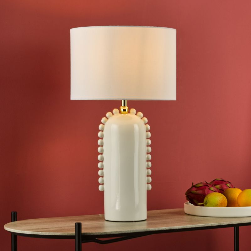 Dar-DOL4202 - Dolce - White Ceramic Table Lamp with White Shade