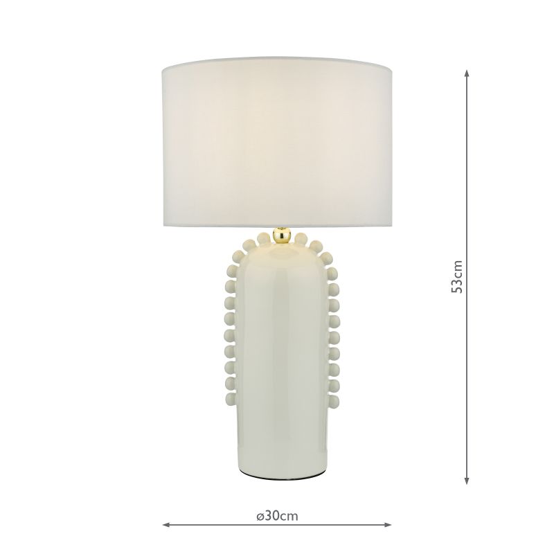 Dar-DOL4202 - Dolce - White Ceramic Table Lamp with White Shade