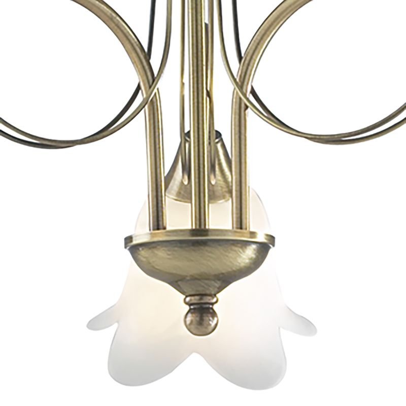 Ceiling Lights - Doublet - Flower Glass with Antique Brass 3 Light Centre Fitting Dar-DOU0375 - Doublet - Flower Glass with Antique Brass 3 Light Centre Fitting