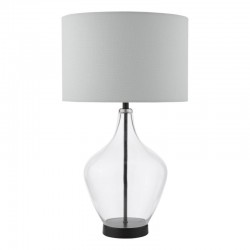 Drago - Clear Glass & Matt Black Table Lamp with Ivory Shade Drago - Clear Glass & Matt Black Table Lamp with Ivory Shade