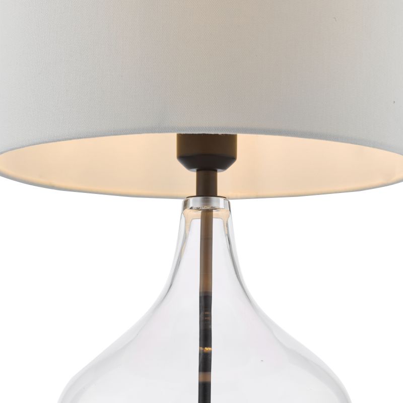 Dar-DRA4222 - Drago - Clear Glass & Matt Black Table Lamp with Ivory Shade