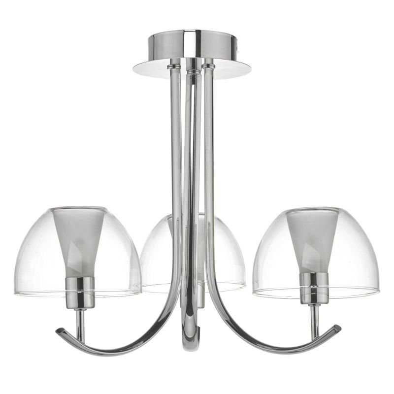 Dar-DUA5350 - Duana - Polished Chrome & Double Glass 3 Light Ceiling Lamp