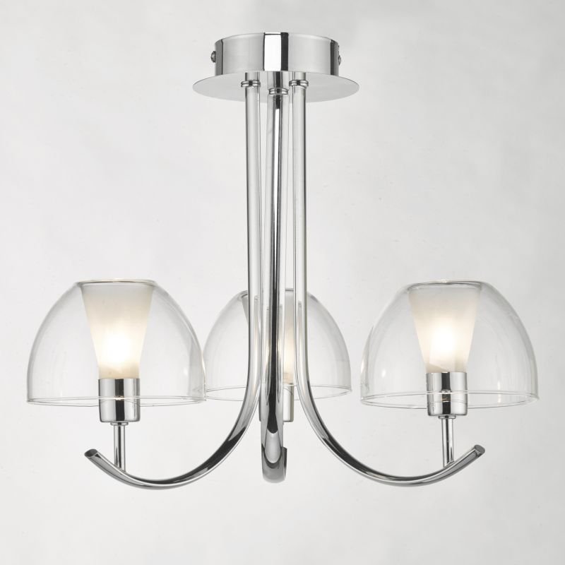 Dar-DUA5350 - Duana - Polished Chrome & Double Glass 3 Light Ceiling Lamp
