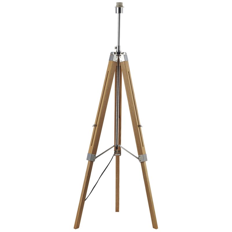 Dar-EAS4943 - Easel - Base Only - Chrome & Light Wooden Tripod Floor Lamp