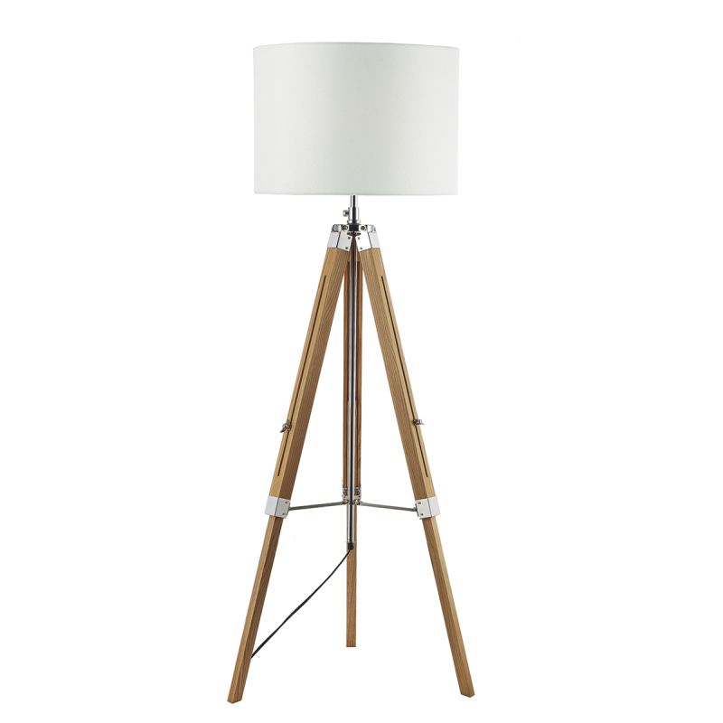 Dar-EAS4943 - Easel - Base Only - Chrome & Light Wooden Tripod Floor Lamp