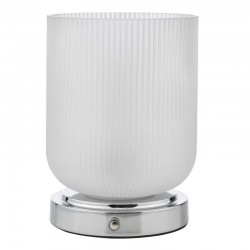 Echo - Chrome Rechargeable Table Lamp with Ribbed White Glass Echo - Chrome Rechargeable Table Lamp with Ribbed White Glass