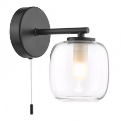 Edaline - Black Wall Lamp with Double Glass IP44