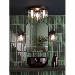Edaline - Black Wall Lamp with Double Glass IP44