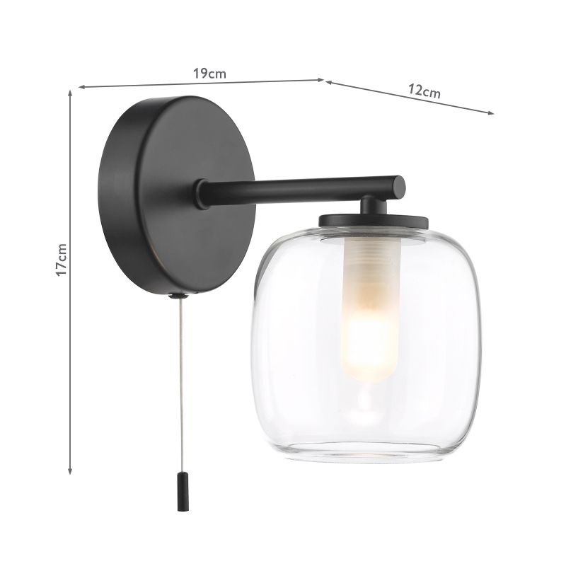 Dar-EDA0722 - Edaline - Black Wall Lamp with Double Glass IP44