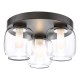 Dar-EDA5322 - Edaline - Black 3 Light Flush with Double Glass IP44