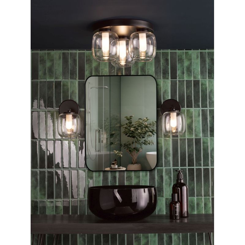 Dar-EDA5322 - Edaline - Black 3 Light Flush with Double Glass IP44