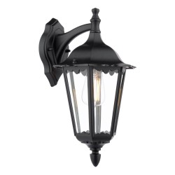Eddard - Traditional Matt Black Wall Lamp with Clear Glass IP44