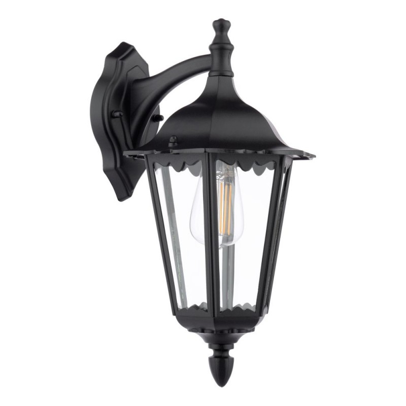Dar_Vol3-EDD1522 - Eddard - Traditional Matt Black Wall Lamp with Clear Glass IP44