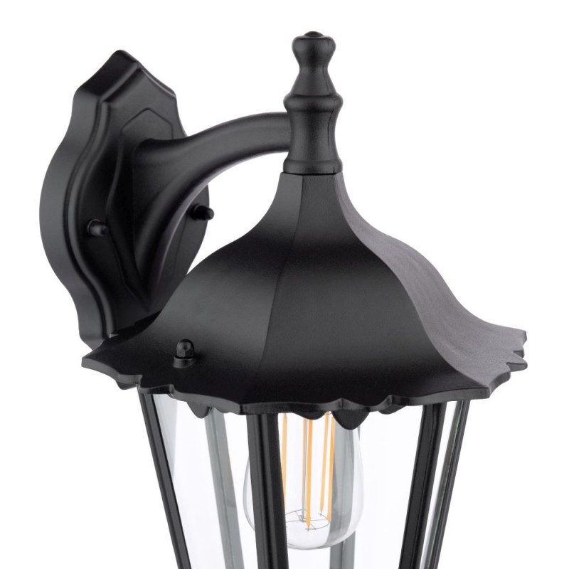 Dar_Vol3-EDD1522 - Eddard - Traditional Matt Black Wall Lamp with Clear Glass IP44